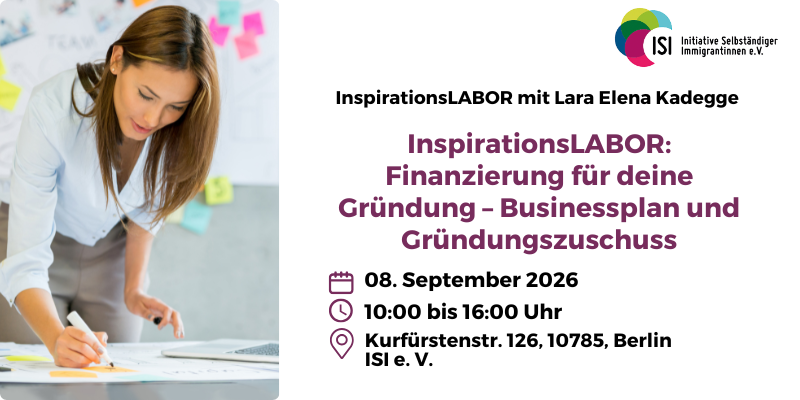 InspirationsLABOR: Finanzierung für deine Gründung – Businessplan und Gründungszuschuss | Präsenz