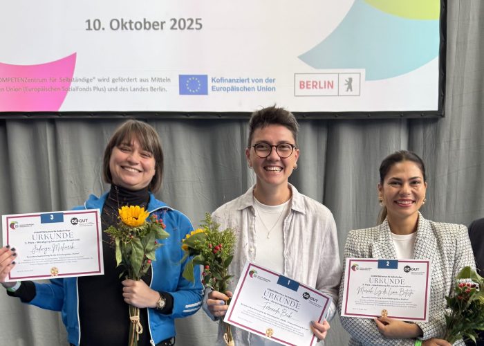 Die drei Preisträgerinnen - Jadwiga Mielcarek, Fernanda Beck und Mariáh Liz de Lima Batista